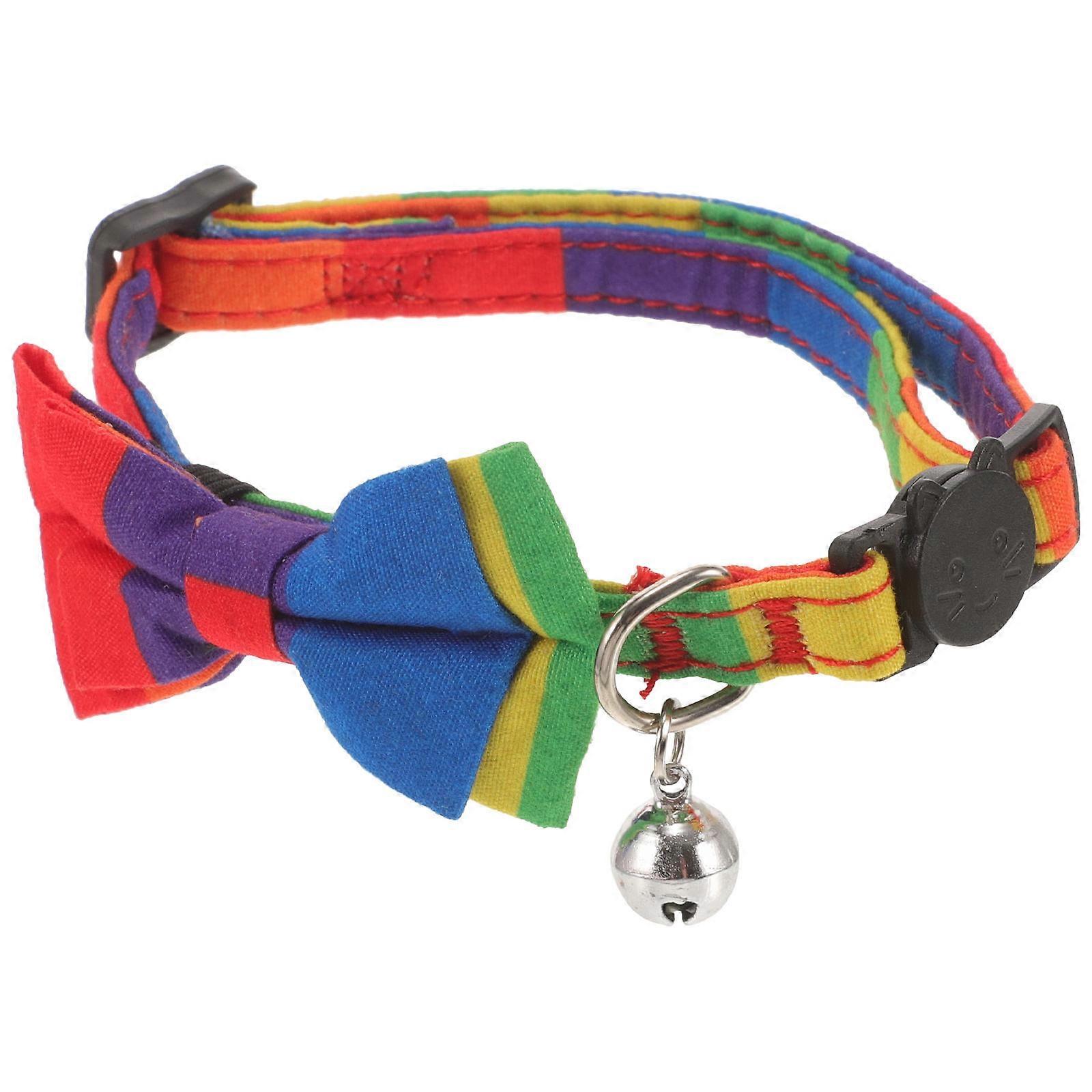 Dog Bow Tie Rainbow Collar for Pets Adjustable Rainbow Pattern