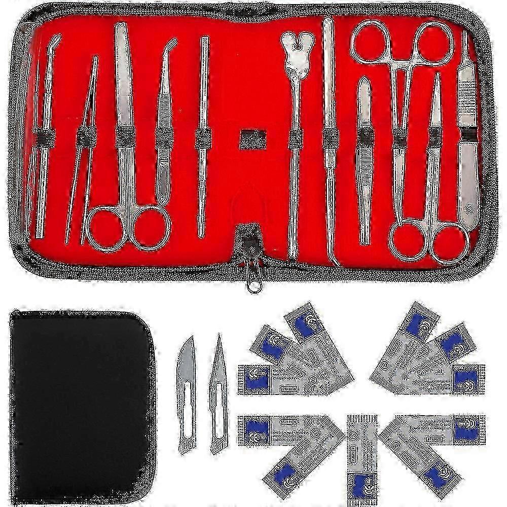 Kit de dissection avancé de 22 pièces pour laboratoire de biologie et anatomie, comprenant un scalpel, un manche et des lames en acier inoxydable_LL_a05 25-26