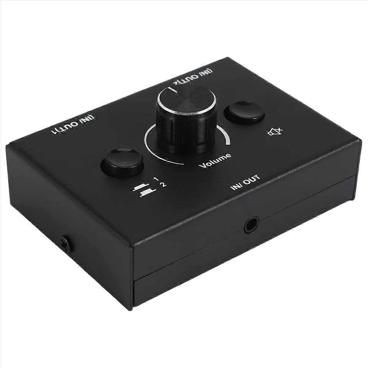 SCLS 3.5mm Audio Switcher 2 Input 1 Output/1 Input 2 Output Audio Splitter Switcher Audio Switcher Box One-Key Mute Button