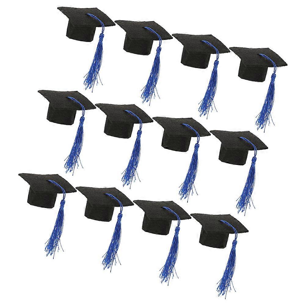 Graduation Hat Bottle Cover for Decoration 12Pcs Mini Blue Material