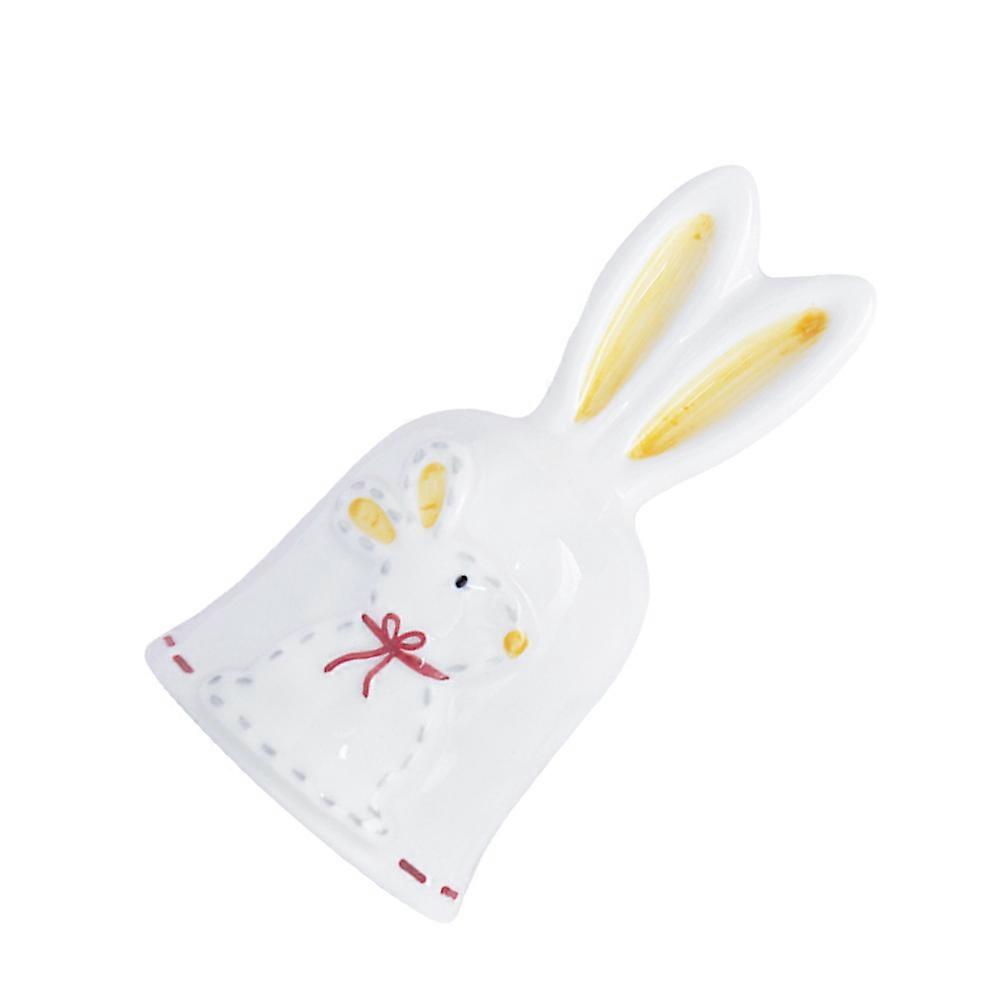 Calling Bell Easter Rabbit Bell Table Bell Friends Use White Ceramic Clear Sound 1Pc