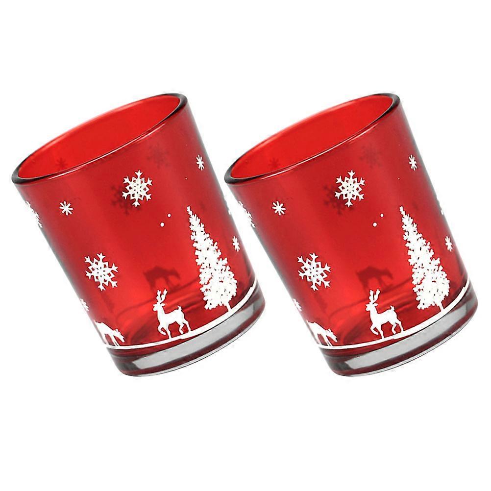 Christmas Candle Cup Glass Holder for Aromatherapy 2Pcs Set