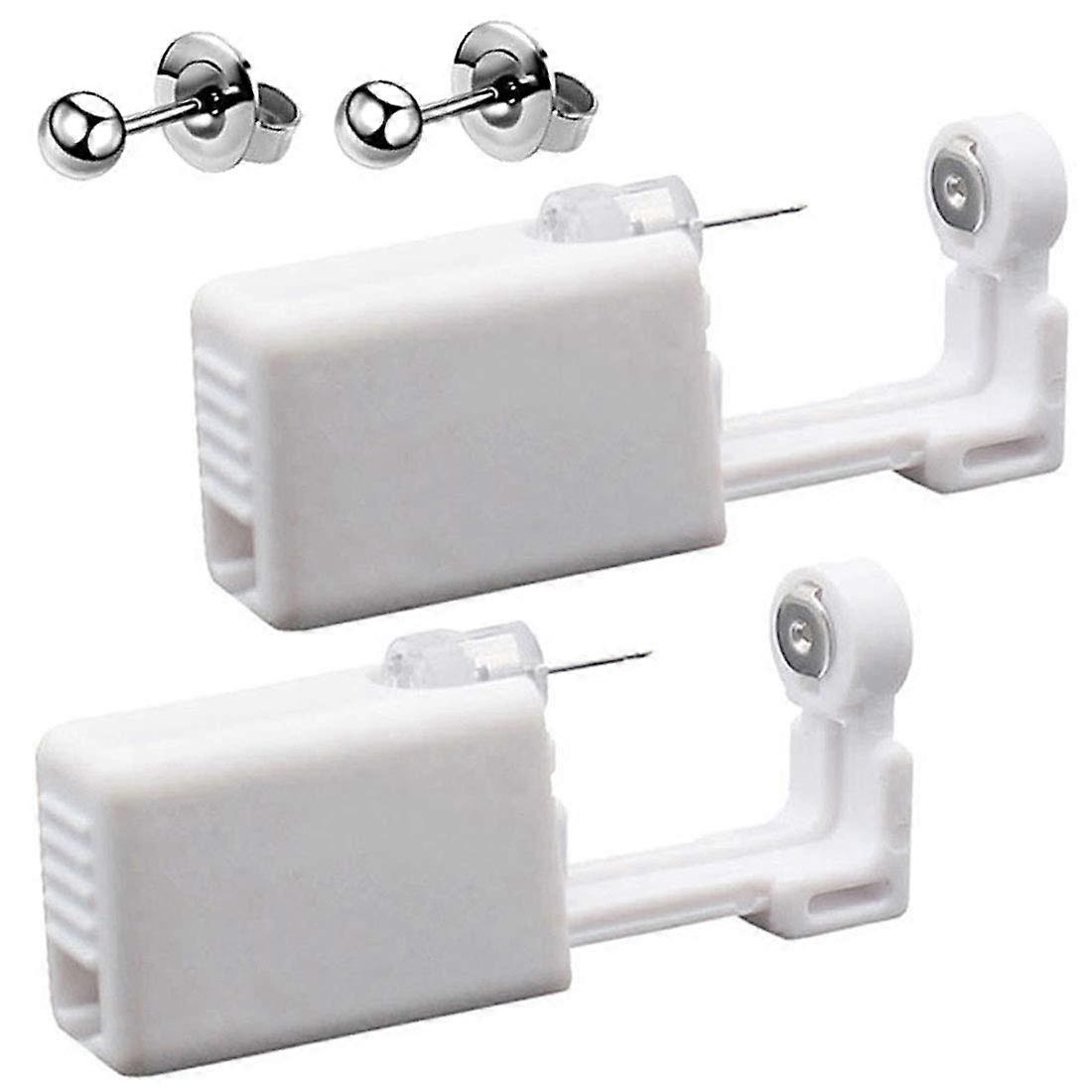 2 Pack Self Ear Piercing Kit with Silver Stud Earrings for Safe Home Ear and Nose Piercing