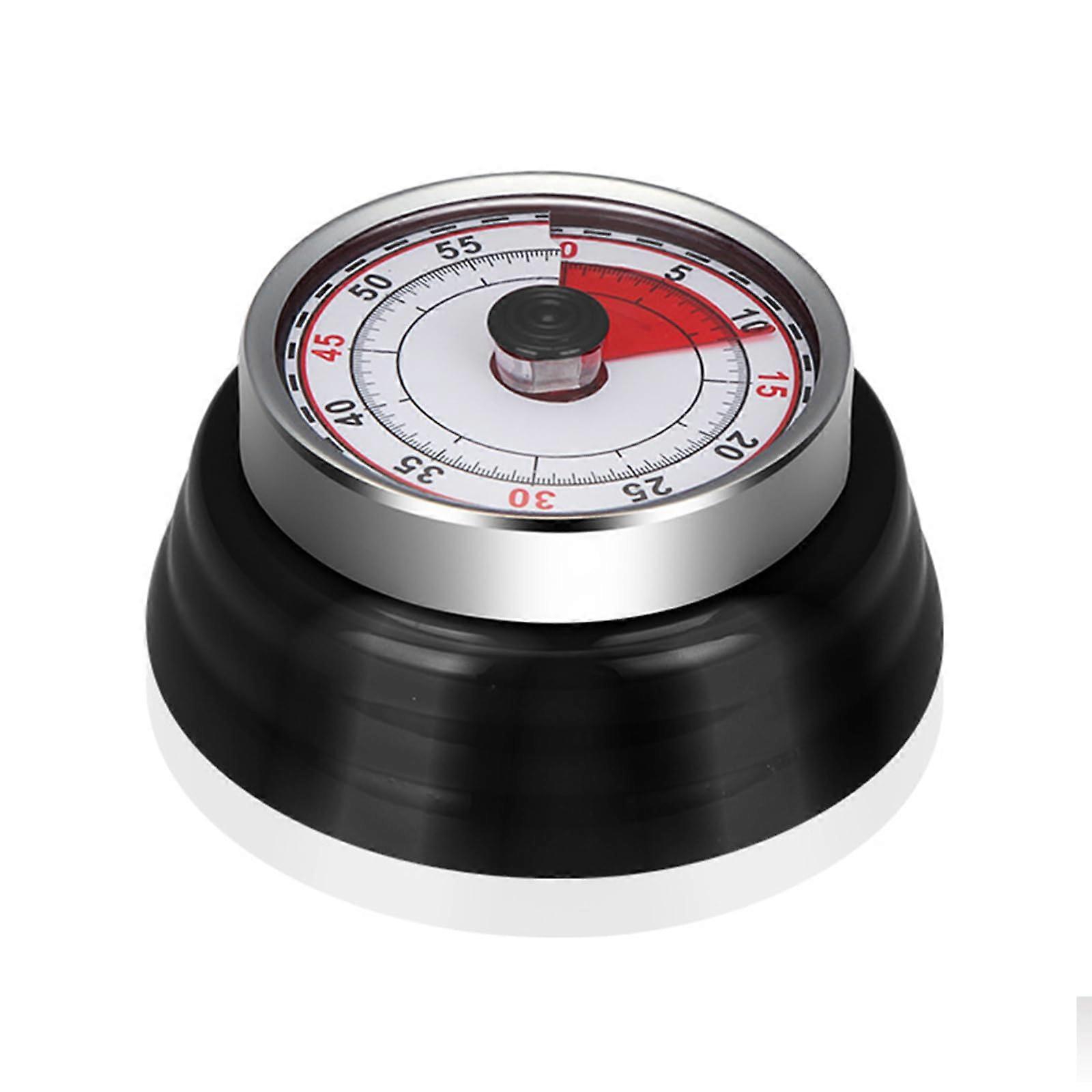 Magnetic Mechanical Kitchen Timer with Loud Alarm, Battery, Black for Cooking and Baking
