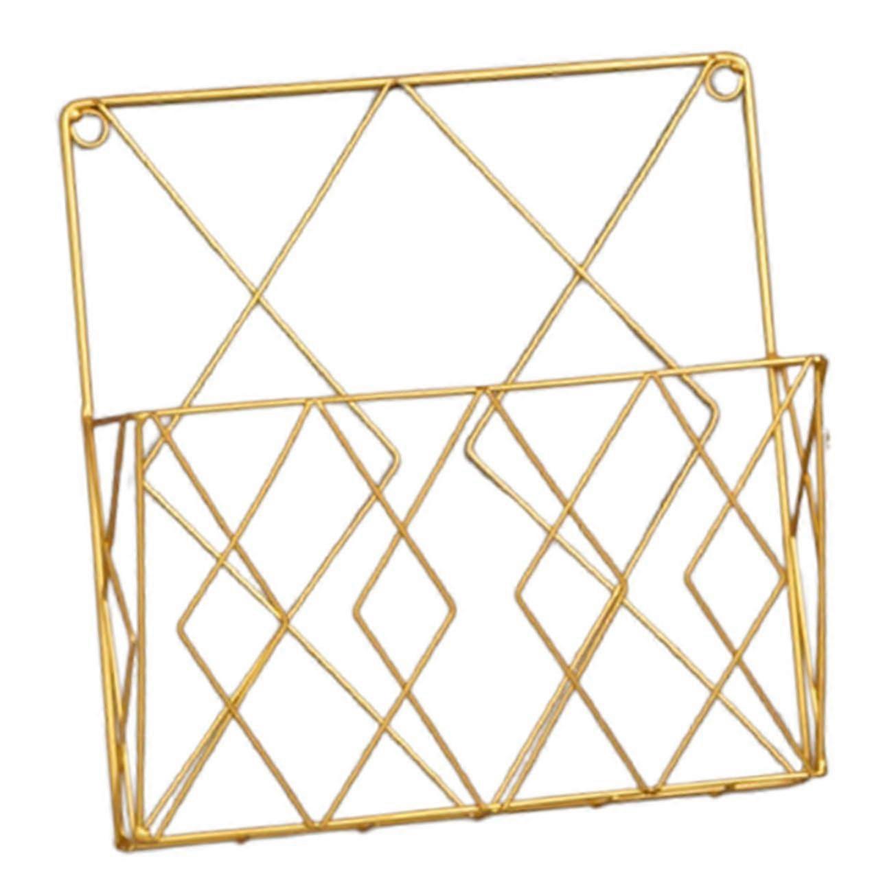 Golden Wall Mounted Bookshelf with RustResistant Iron Frame and MultiUse Magazine Organizer