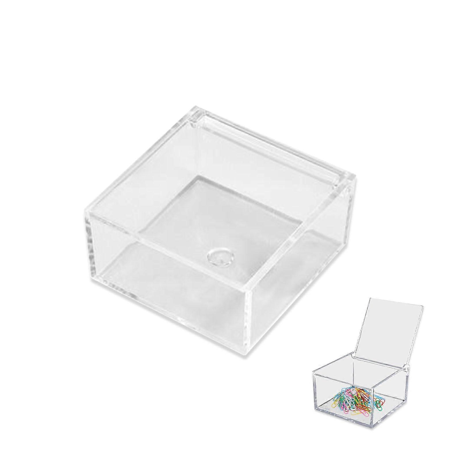 Clear Acrylic Storage Box with Hinged Lid, Stackable Organizer for Desk, Office and Bathroom Supplies
