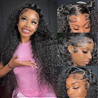 Parrucca frontale in pizzo HD 13x4 con capelli umani ricci, densità 280, senza colla, per donne nere, 22 pollici
