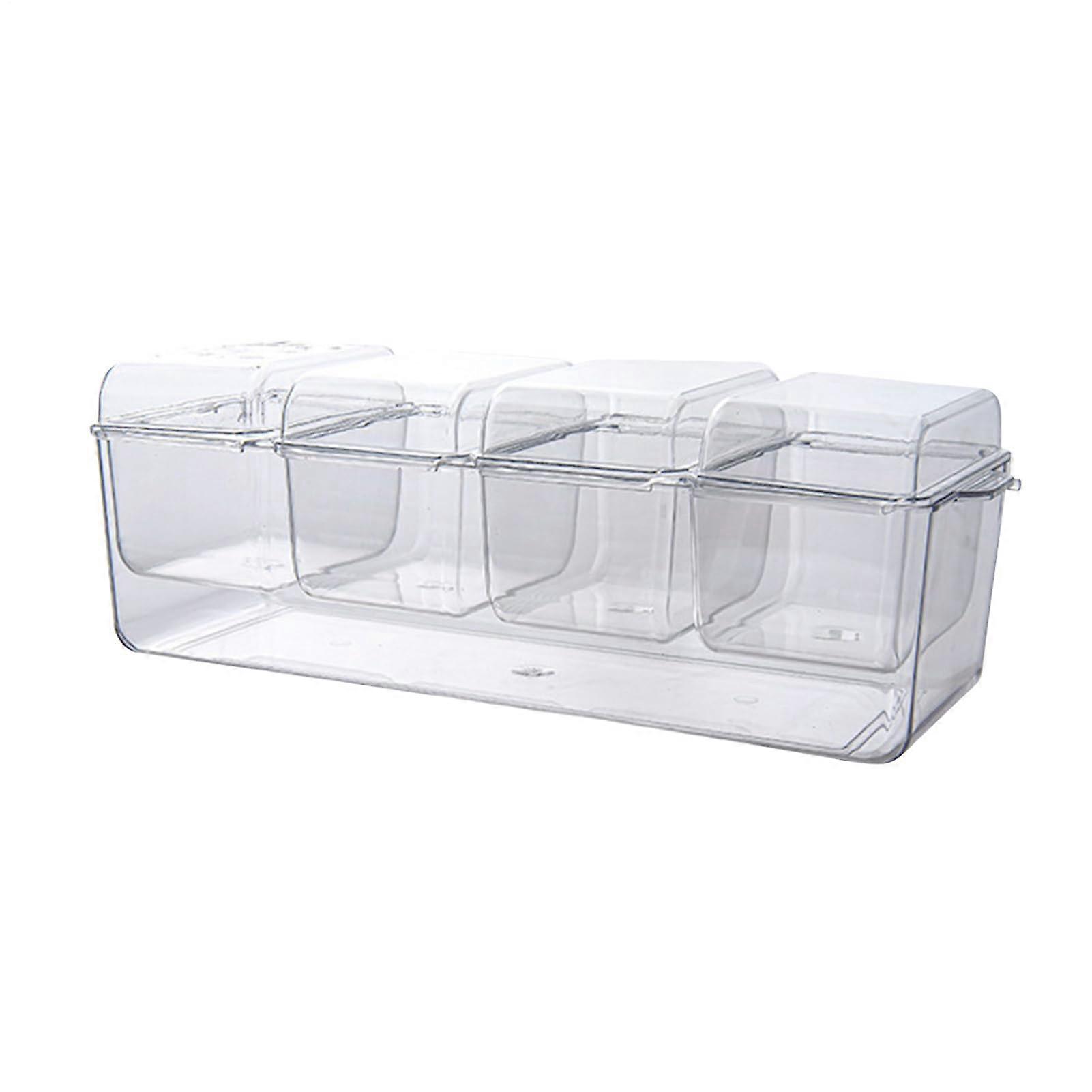 Chilled Serving Tray with Sealed Hygiene Cover, Ice Cooled Condiment Platter, 4 Compartment Buffet Server
