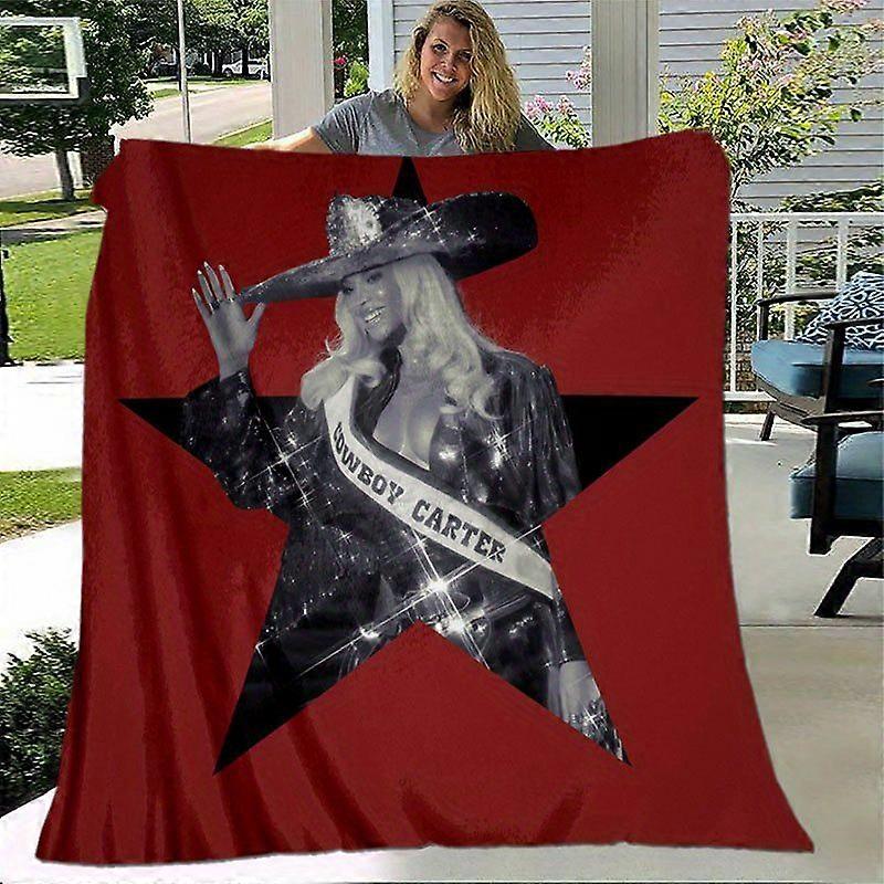 BeyonceInspired Cowboy Star Glittering Red Flannel Blanket