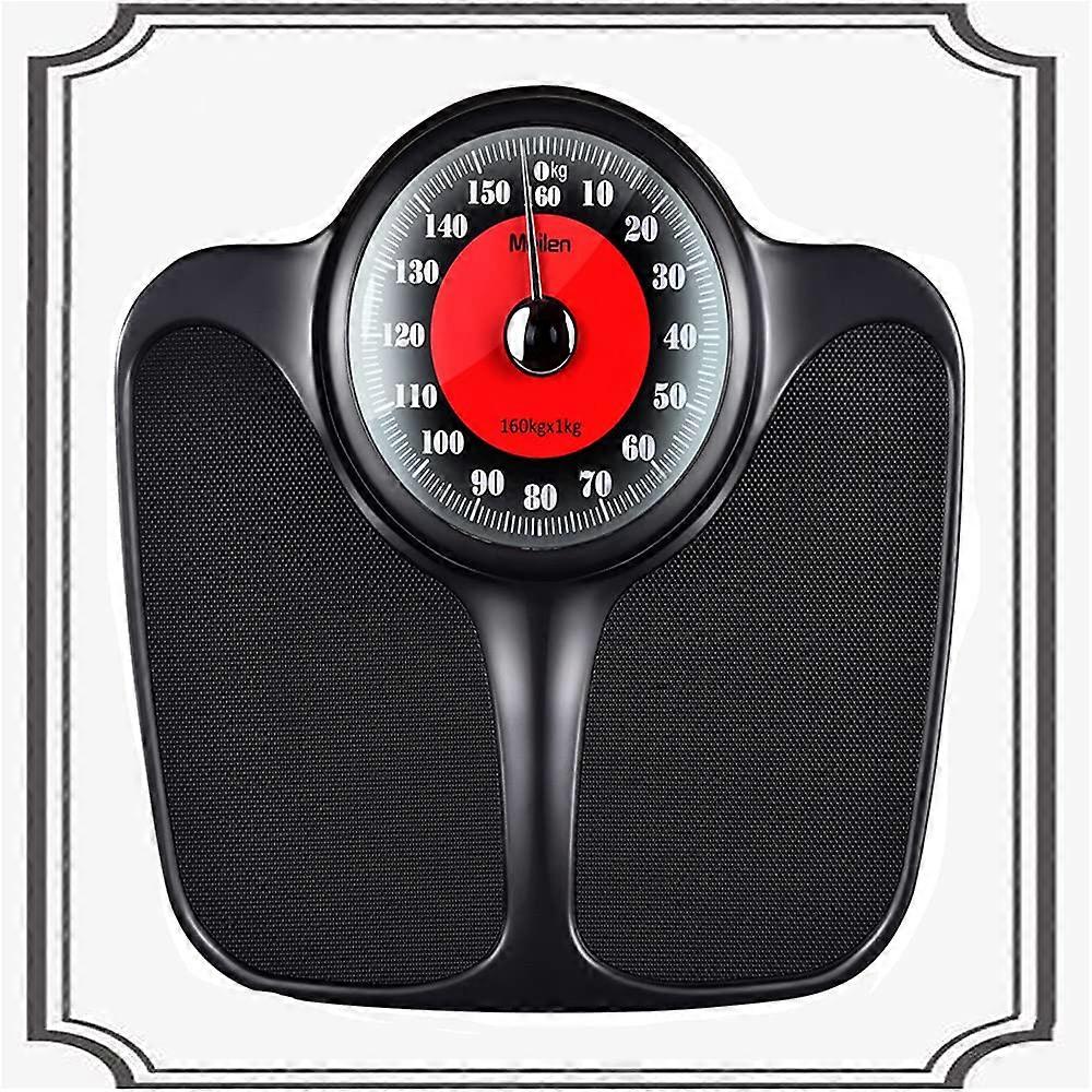 Mechanical Bathroom Scale with Large Analog Dial, NonSlip Platform, Retro Black No Battery Required