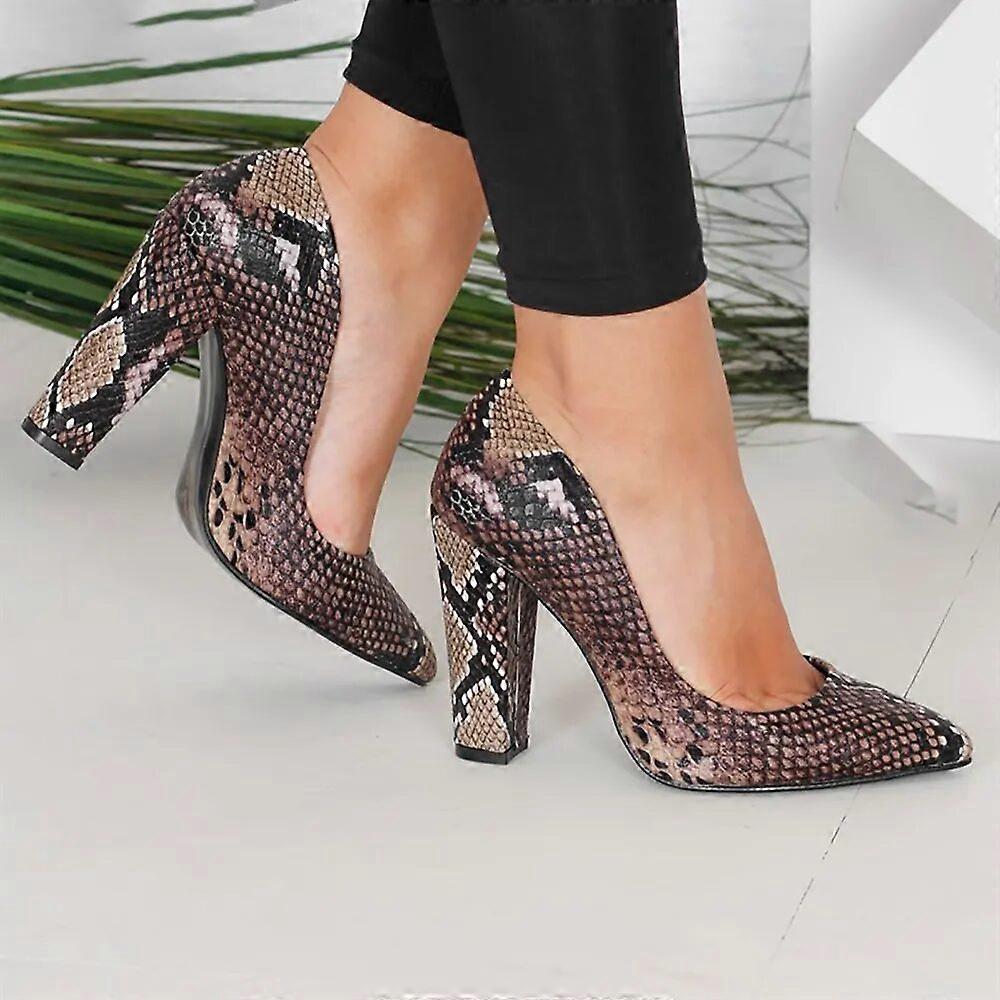 Bruna grova klackskor med ormmönster MA-023