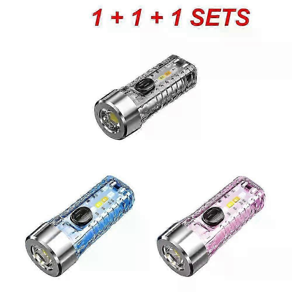 Mini Flashlight USB LED Rechargeable Portable Multi-function with Side Lights Warning Camping Flashlight