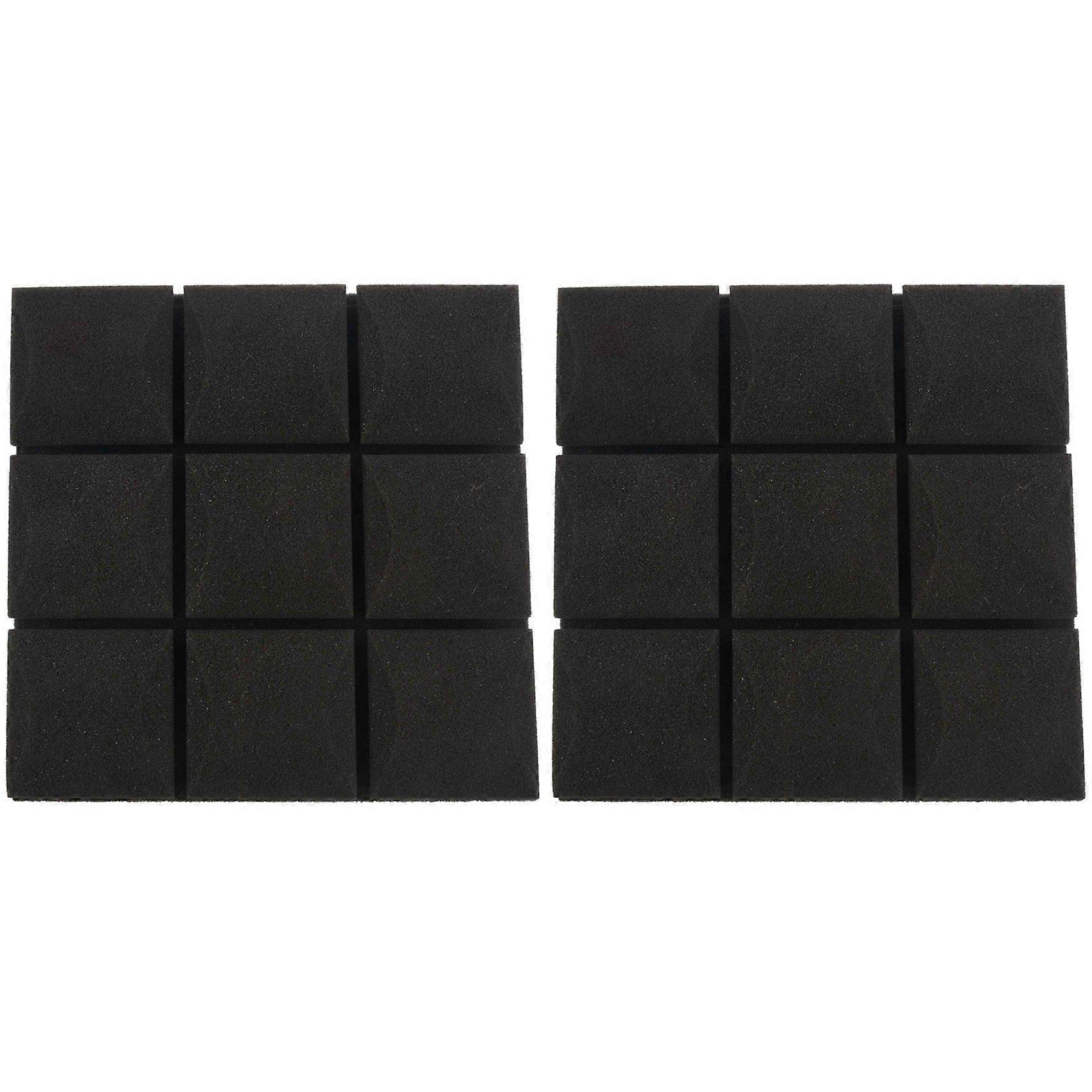 2Pcs 25X25X5cm Wallpaper Sticker Practical Acoustic Foam Panel Sound Stop Absorption Sponge Solid Sponge (Black)