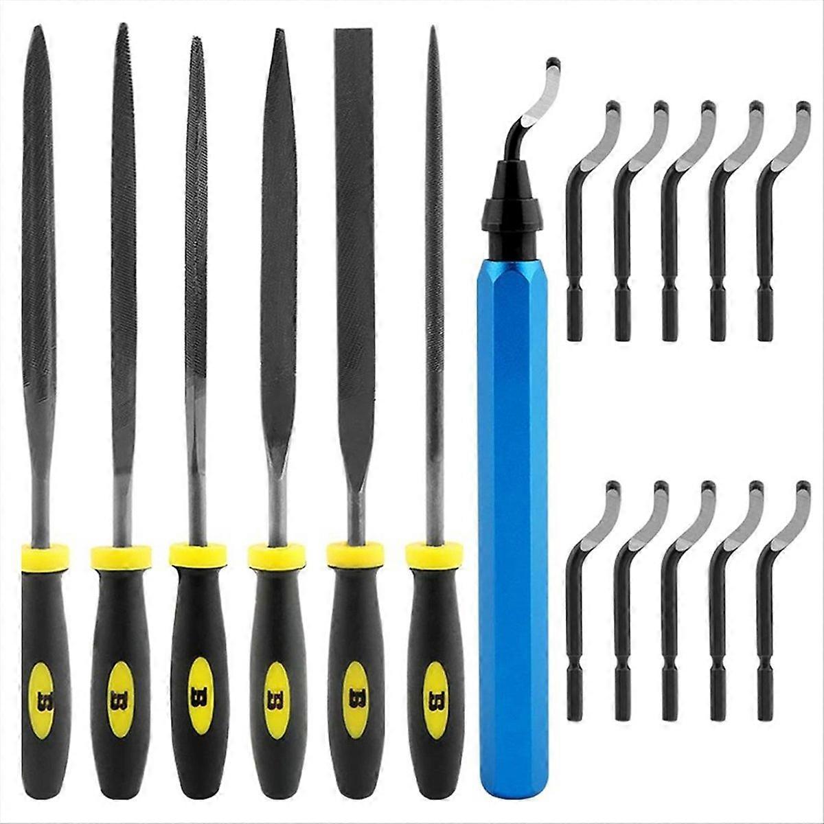 DIY with 6pcs Needle Files Woodworking 10 Blades Deburring Tool Kit