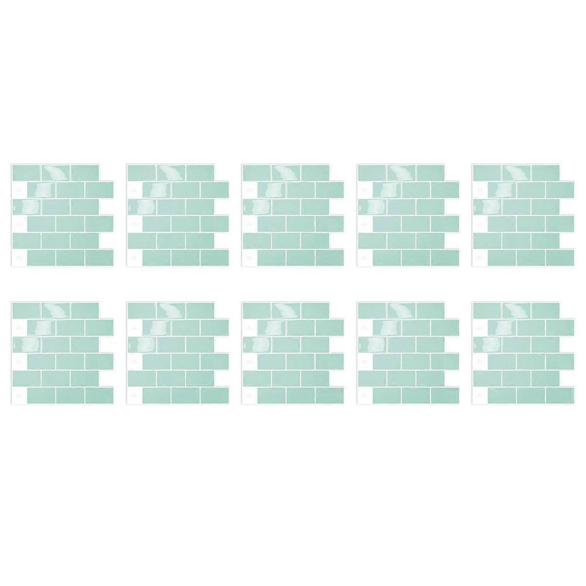 10PC Green Subway 3D Self Adhesive Wall Sticker Kitchen Splashback