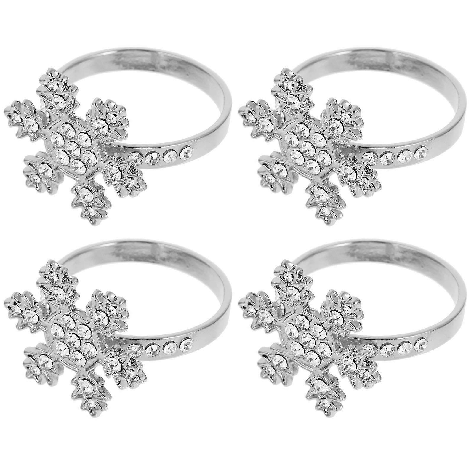 Silver Snowflake Napkin Ring Creative Napkin Holder Set 4Pcs