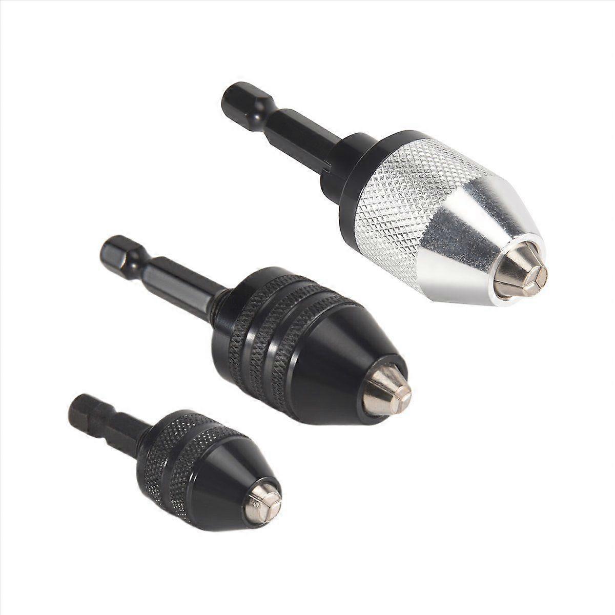 3PCS 1/4 Inch Hex Shank Keyless Drill Chuck Impact Drills Bits