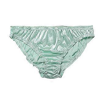 Damen-Slips, sexy Satin-Slips mit mittelhohem Bund und gewelltem Baumwollzwickel im Ausverkauf