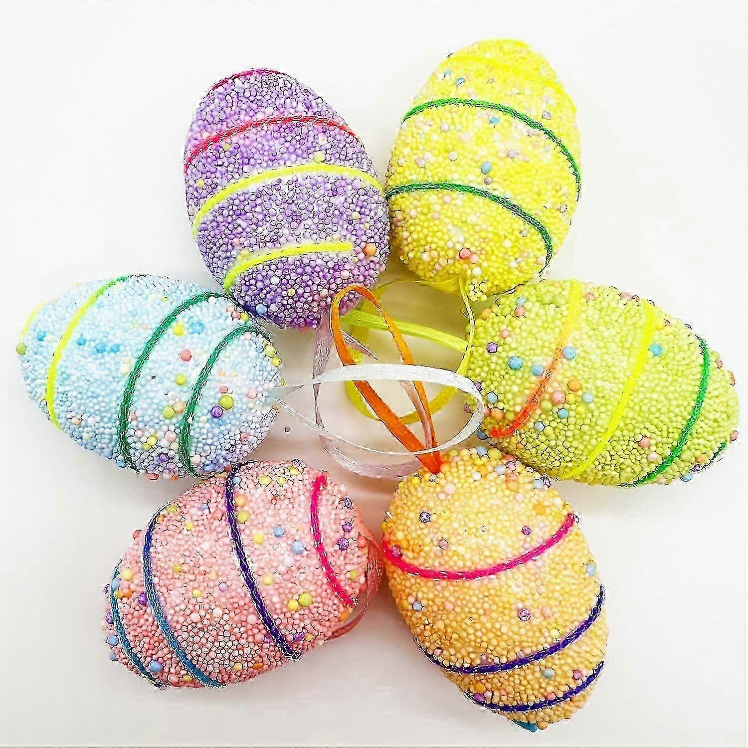 6Pcs Easter Egg Decorations, Colorful Easter Eggs Decorations for Trees, Foam Easter Eggs for Easter Decorations, Easter Walkbee 4940 B