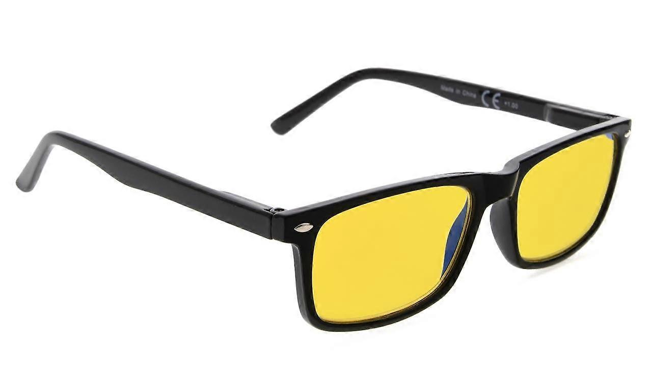 Blue Light Blocking Reading Glasses +1.00 Magnification Black Frame for Computer Screen