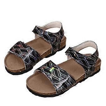 Zomersandalen voor peutermeisjes, grote maten, casual met kleurrijke prints, comfortabele sandalen voor buiten en strand. Leuke maat 5-5,5 jaar.