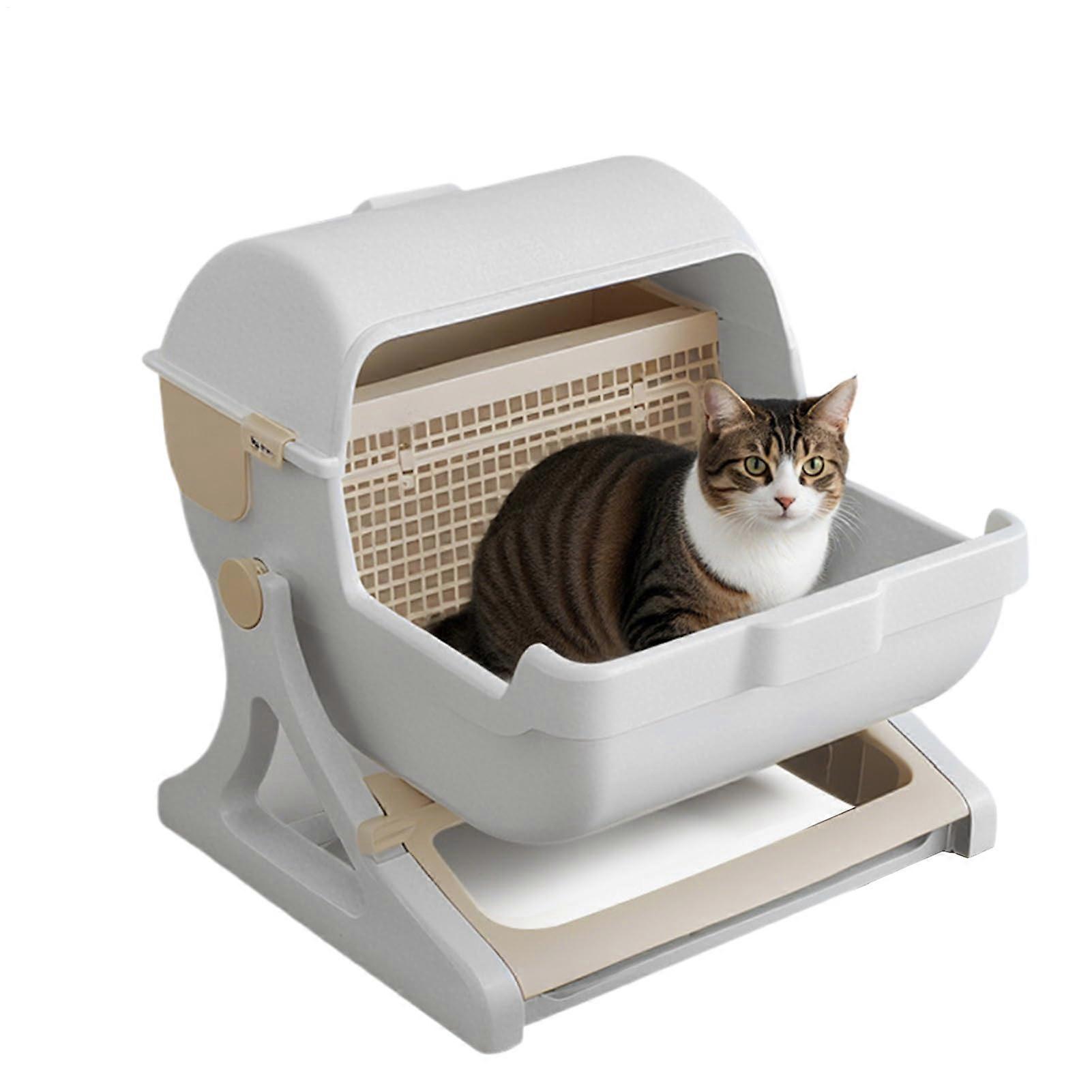 Automatic Cat Litter Box, Open  Self Cleaning, Odorless Large CatFriendly with Easy Waste Separation