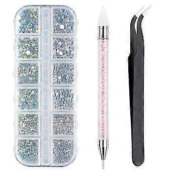 Nail Art Strass Dekorationen Nagelsteine Für Nailart Zubehör Und Klarkristall Strasssteine Mit Pick-Up Pinzette Und Strass Picker Puncture P