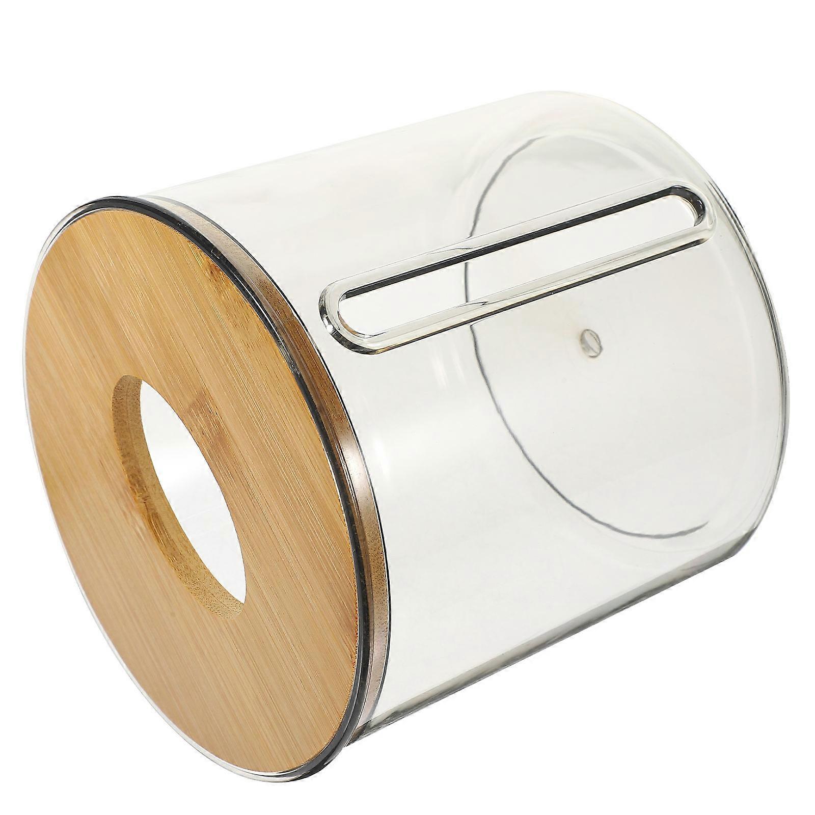Clear Tissue Box Holder Round Design for Storage Use Multi Material