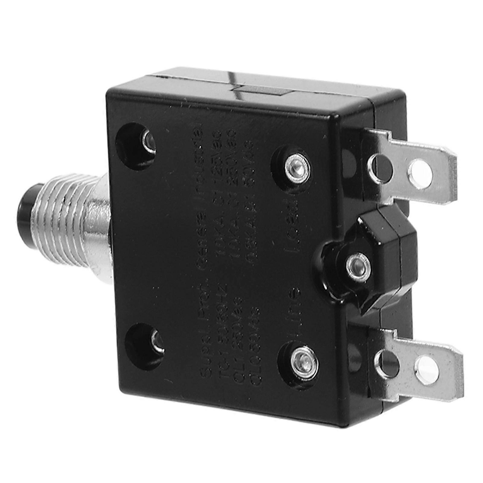 Manual Reset Circuit Breaker Push Button Overload Protection 15A Black