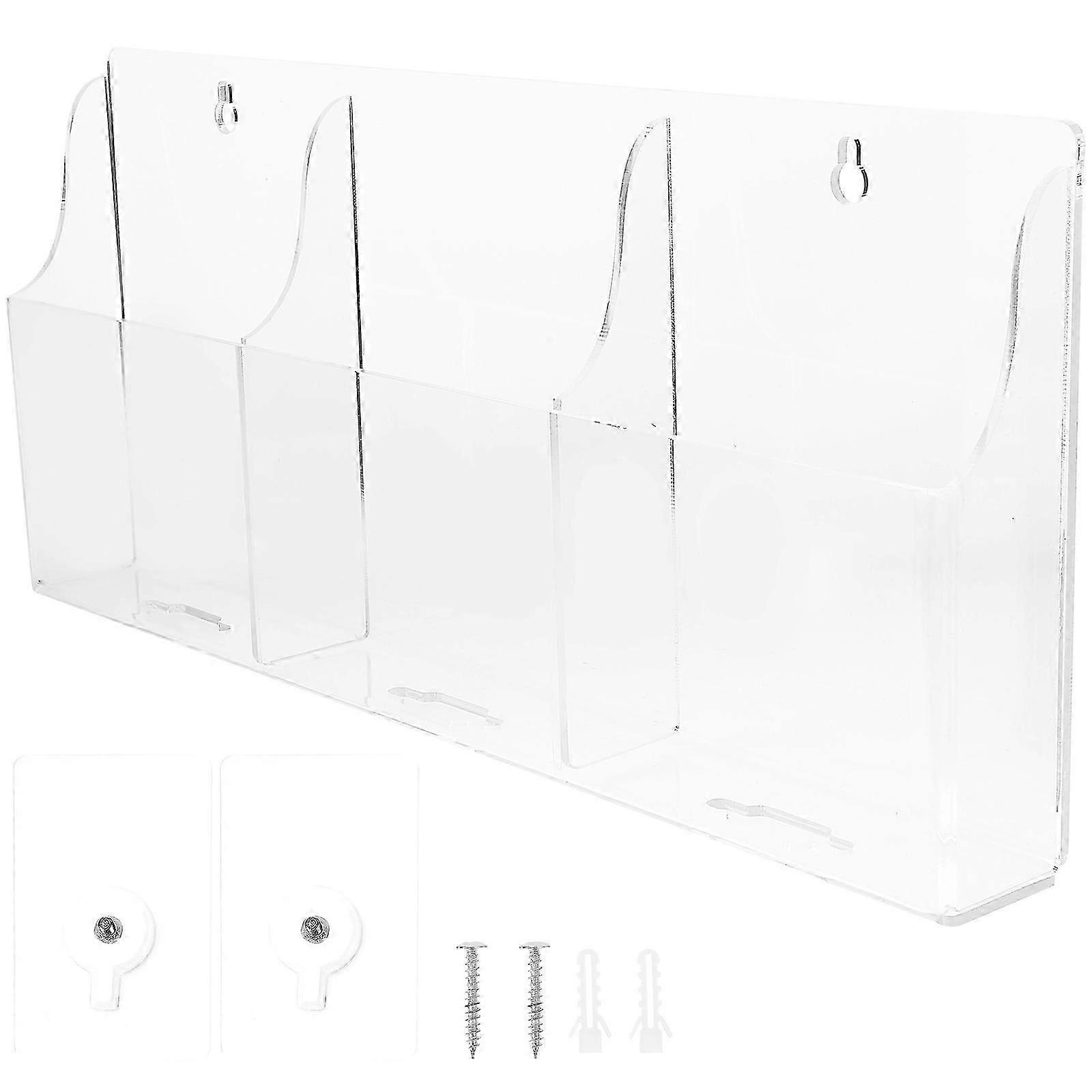 3-Grid Wall Mount Remote Controller Holder TV Air Conditioners Remote Storage Box