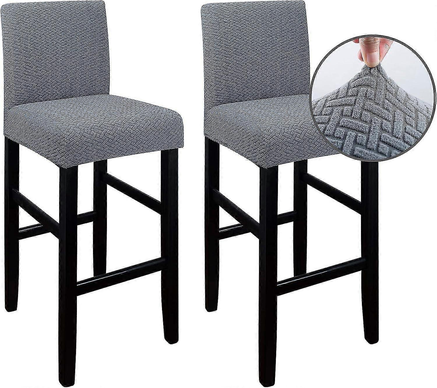 2 Pack Stretch Bar Stool Covers with Backrest - Washable, Dustproof, Durable & Soft for Kitchen & Dining