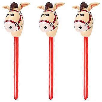 3 pcs aufblasbare Pferdeköpfe Cowgirl Stick PVC Ballon Outdoor pädagogisches Spielzeug für Kinder Babys