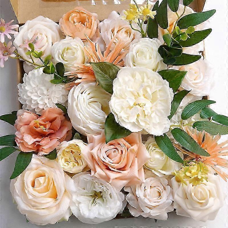 Artificial Flowers Combo Box Set Gradient Color Flower Leaf