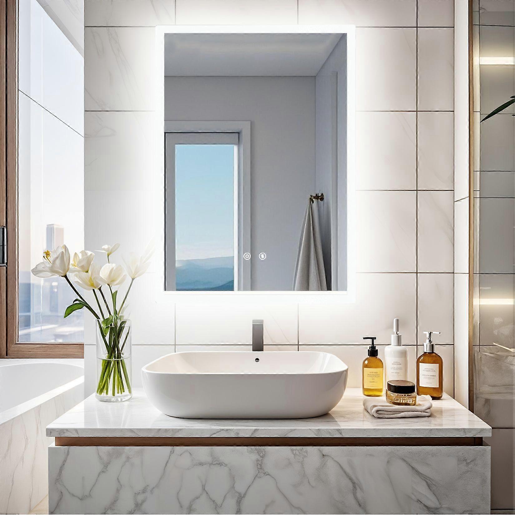 Smart Rectangular Backlit LED Bathroom Mirror Antifog Wall Vanity Mirror