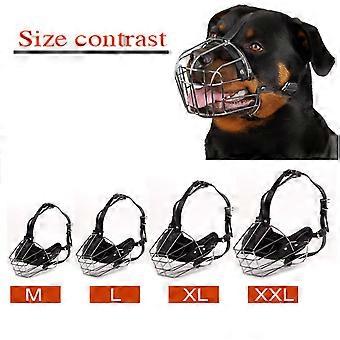Adjustable Stainless Steel Dog Muzzle Wire Basket for Large/X-Large Dogs, Breathable Anti-Bite Training Mask with Leather Straps, Durable Secure Comfo