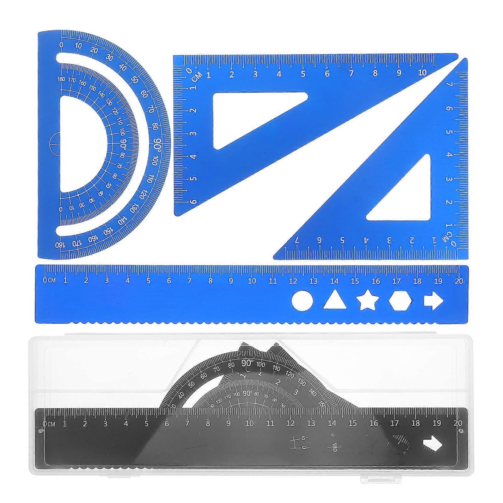 Geometry Protractor Ruler Set Metal Tools for Accurate Drafting 8Pcs