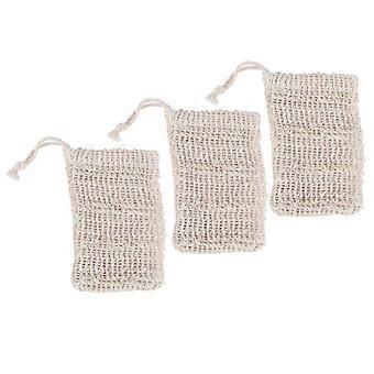 Natural Sisal Soap Saver Bag 3 Pack SoapSaving Mesh Pouch with Drawstring Hanging Loop for Gentle Daily Cleansing