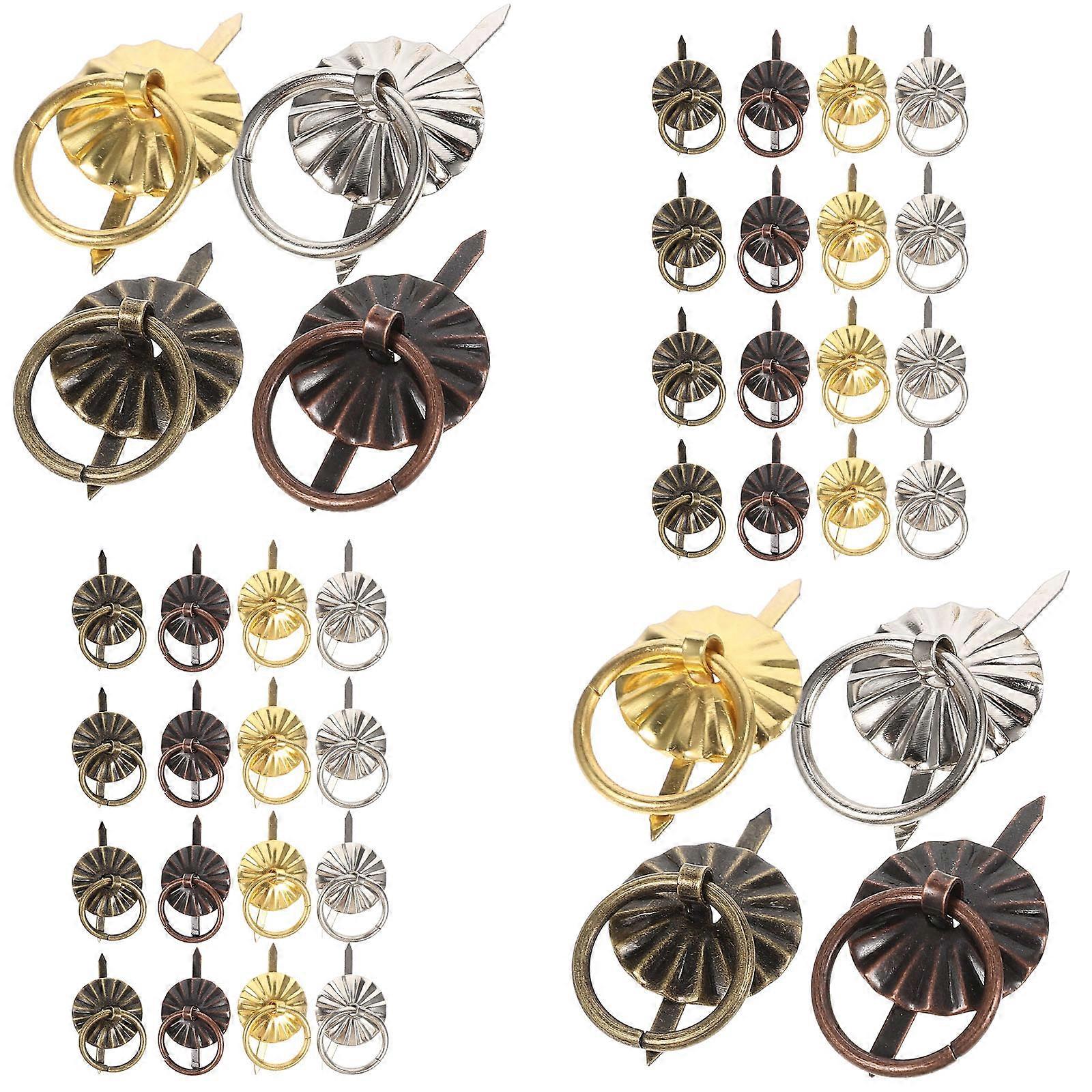 40pcs Metal Brad Fasteners with Pull Rings Mini Drawer Pulling Knobs DIY  Accessories