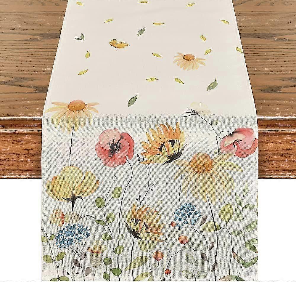 Washable Summer Floral Table Runner