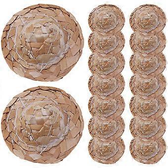 Decorative Straw Hat Small Straw Hat for Wearing 16Pcs Woven Doll Props