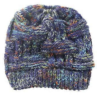 Outdoor warm colorful pullover hat, no label, women's ponytail wool hat, light blue - one size fits all2921