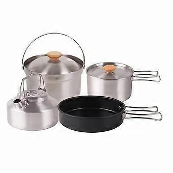 4 Pieces Stainless Steel Camp Cooking Set Nesting Mess Kit Compact for Campers