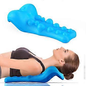 Neck Stretcher Cervical Traction Device with Ergonomic C‑Shaped Support for TMJ Pain Relief and Spine Alignment Pillow (Blue)