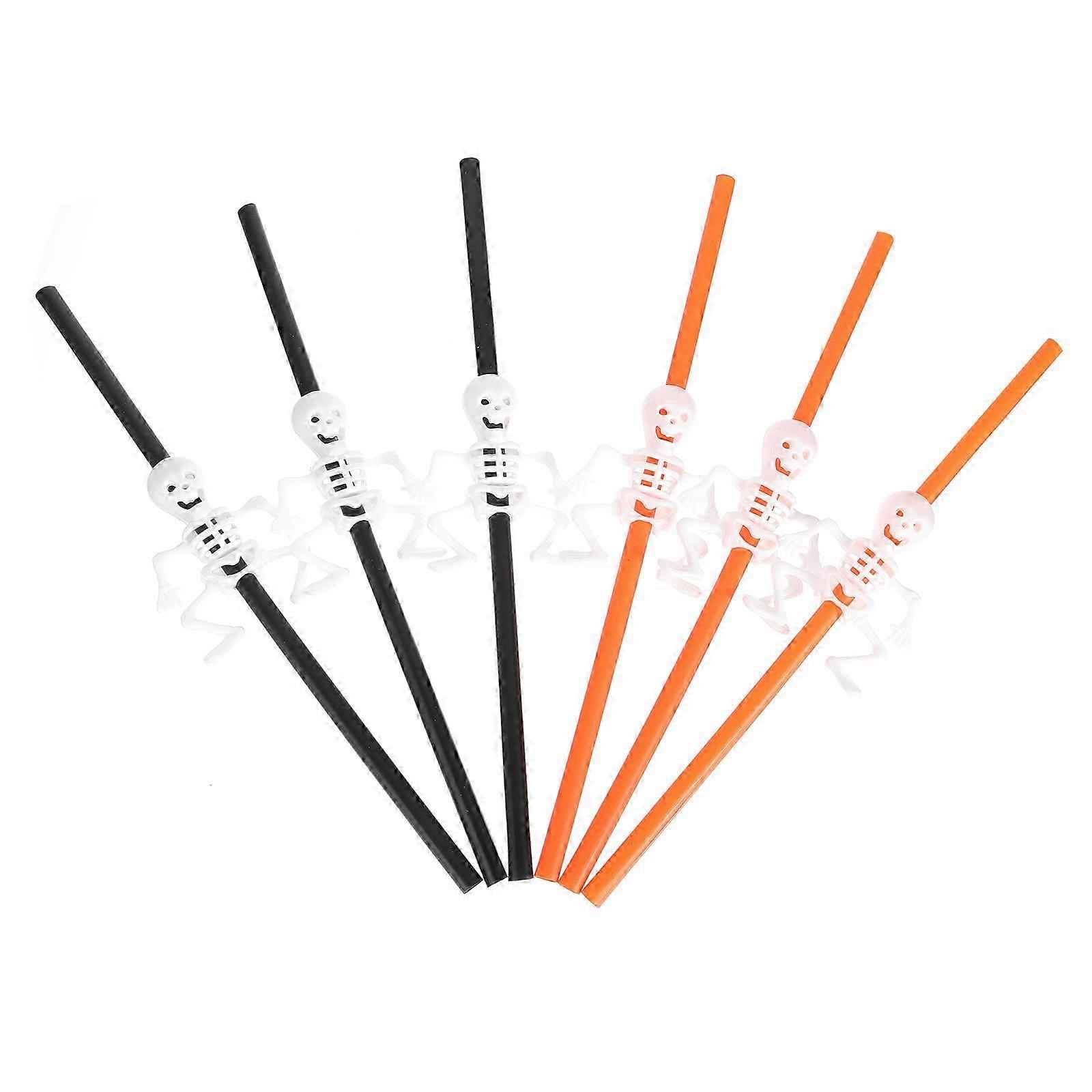 Halloween Party Straw Skeleton Straws compatible with Drinks 10Pcs