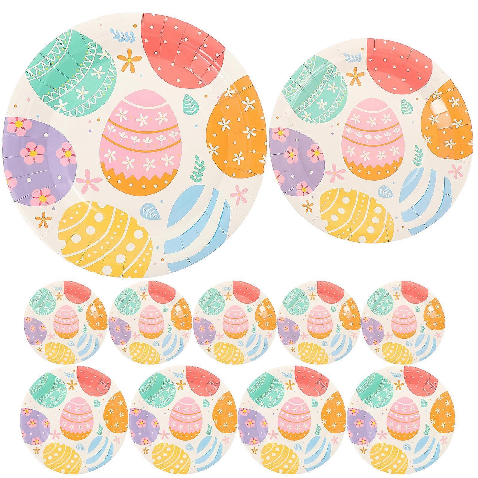 Party Plates Egg Pattern Paper Plates compatible with Dinner 20Pcs Set with Assorted Colors