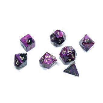 PURPLE/GOLD Chessex Good Quality Gemini Black Mini-Polyhedral 7 Pieces Dice Set
