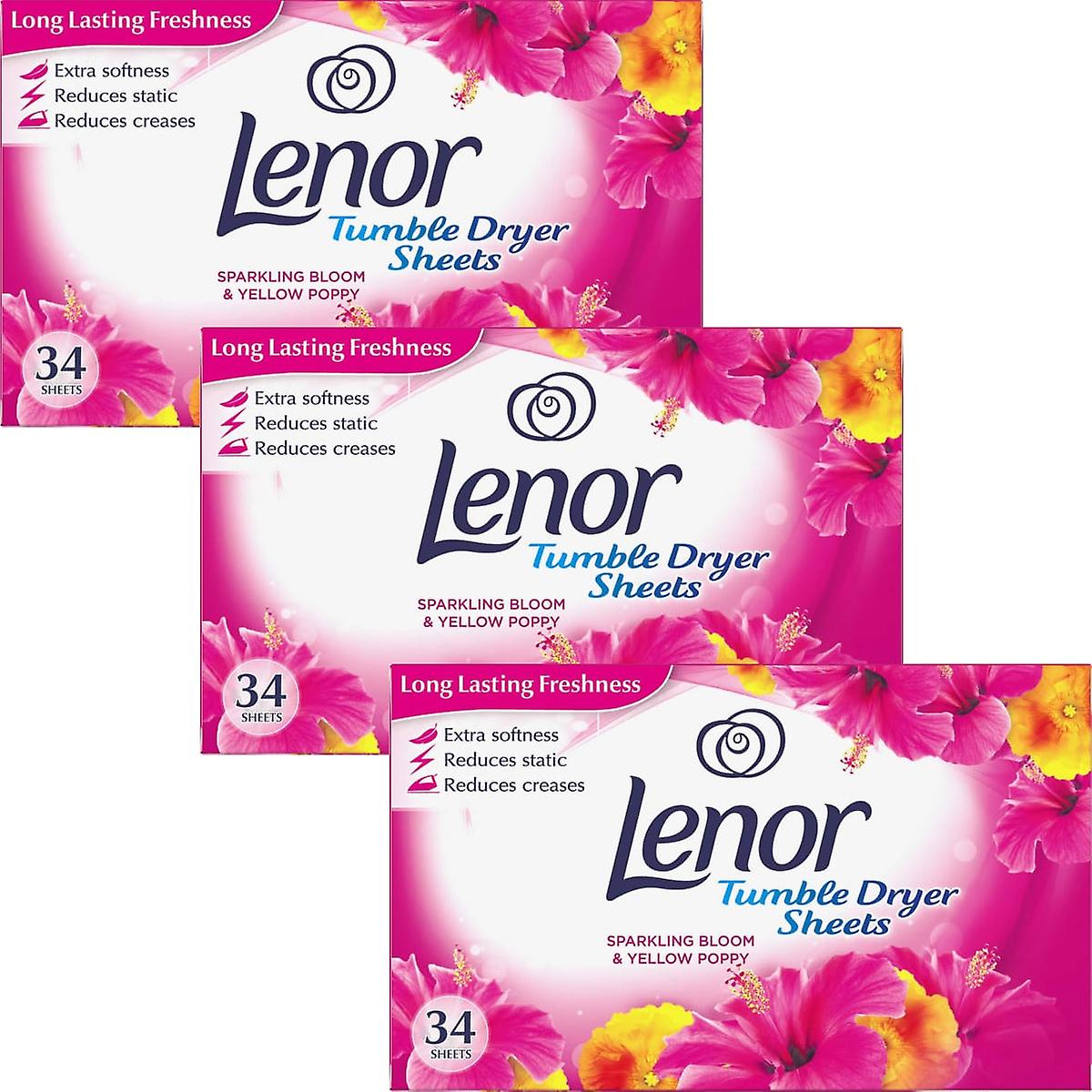 Lenor tumble dryer sheets sparkling bloom (3 Pack)