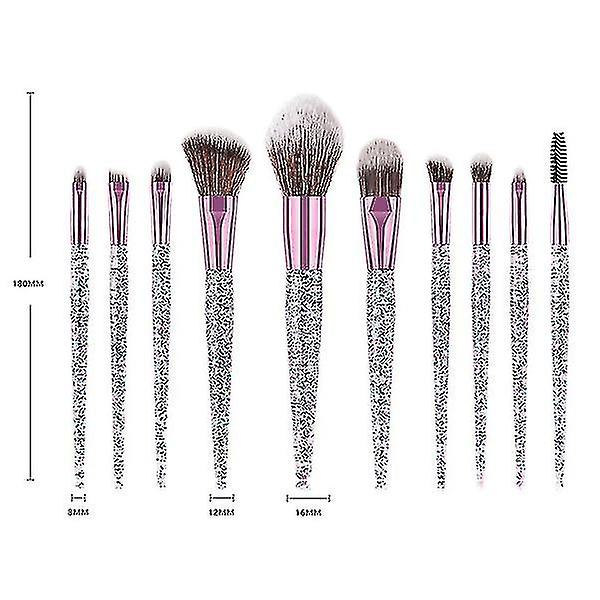 Makeup Brush Diamond Crystal Brush Set Acrylic Handle 10pcs
