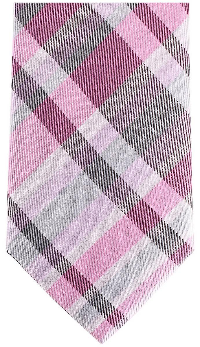 Knightsbridge Neckwear Checked Silk Skinny Tie - Pink/Grey