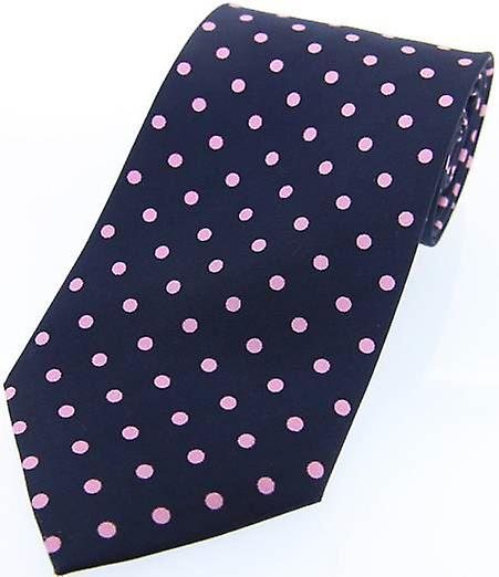 David Van Hagen Polka Dot Silk Twill Tie - Navy/Pink